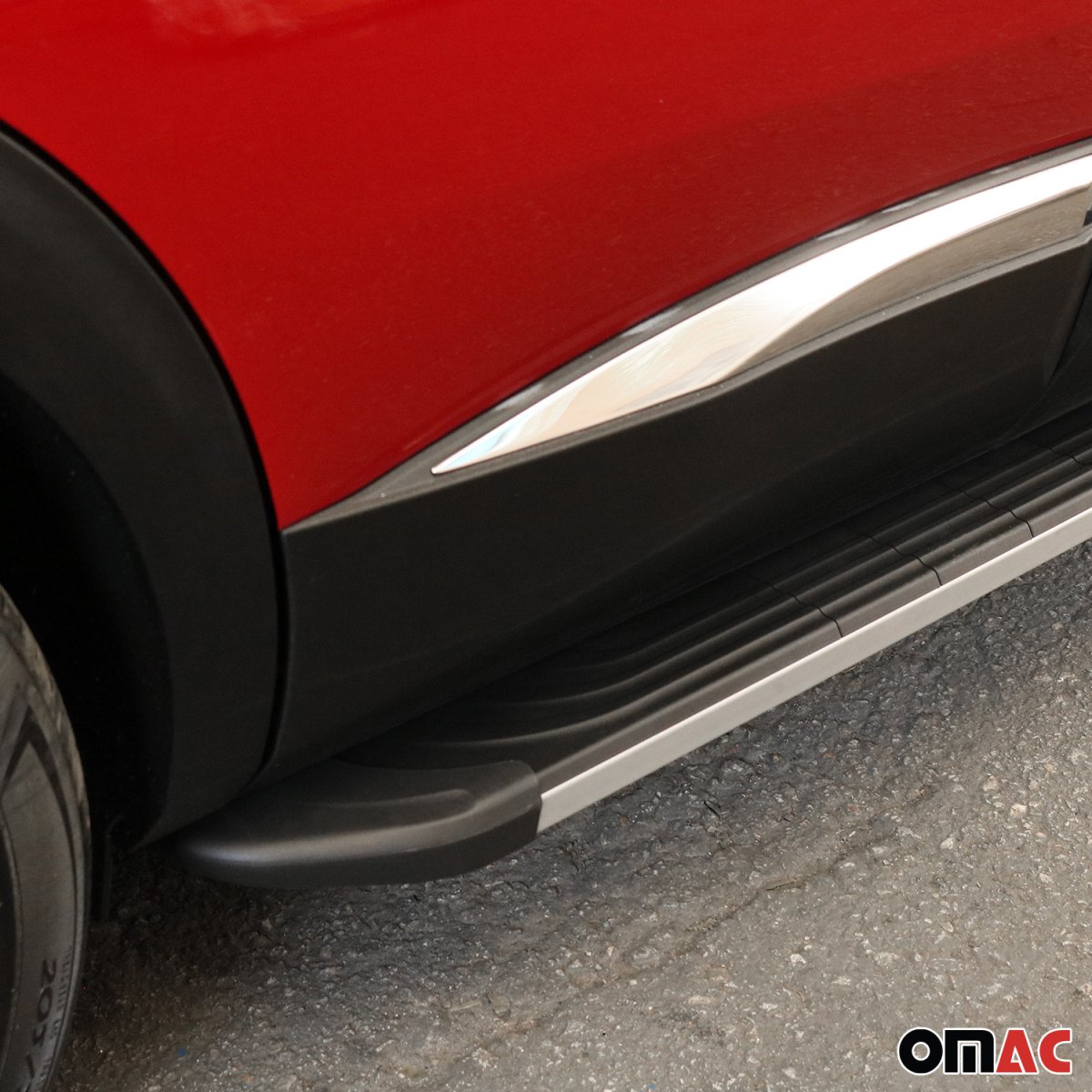 Toyota RAV4 V Side Steps - Omac - APA Aluminium (173) 2Pcs - Silver Black - 2019